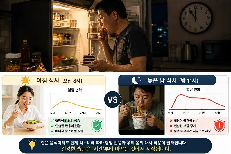 식사 시간에 따른 혈당변화